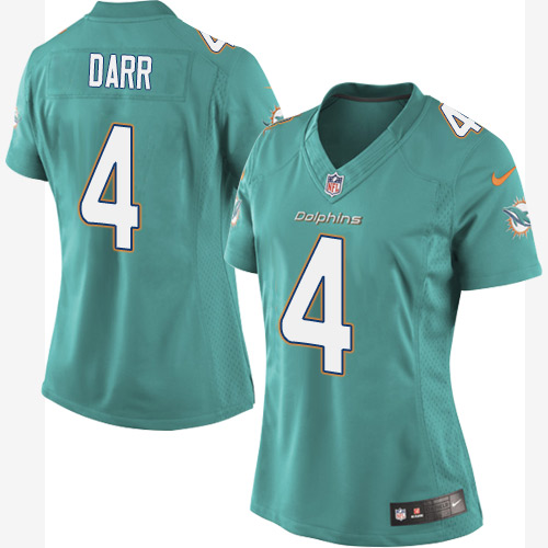 Women's Limited Matt Darr Nike Jersey Aqua Green Home - #4 NFL Miami Dolphins
